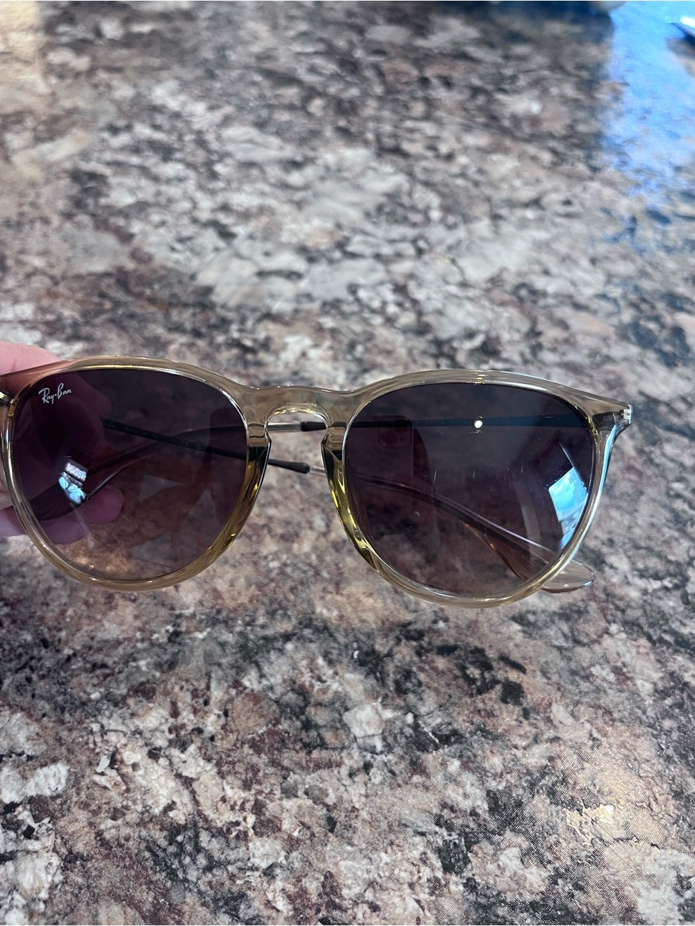 Ray-Ban Women's Olive Transparent Frame Sunglasses with Brown Lenses